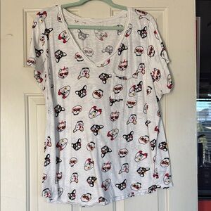 White T-Shirt with Dog Print